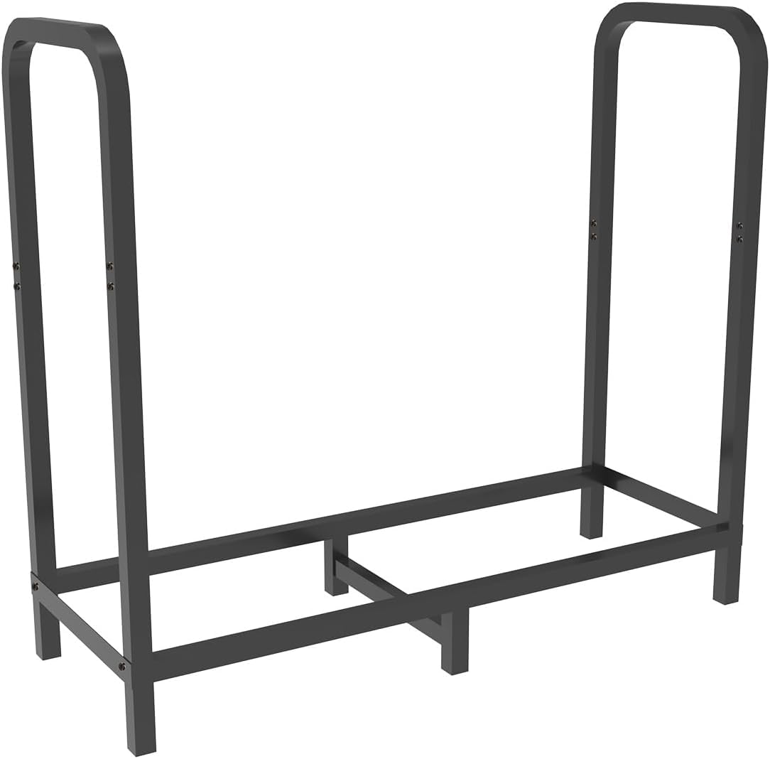 Artigarden Étagère à bois de chauffage, 85 cm, réglable en hauteur et stable, pour cheminée, intérieur et extérieur, support en métal, étagère pour bois de cheminée, noire