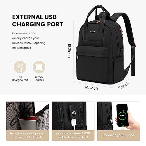 LOVEVOOK Laptop Backpack Purse for Women, 15.6 Inch Travel Laptop Bag with USB Port, Waterproof Work Teacher Nurse Computer Backpack, Durable Casual Daypack3