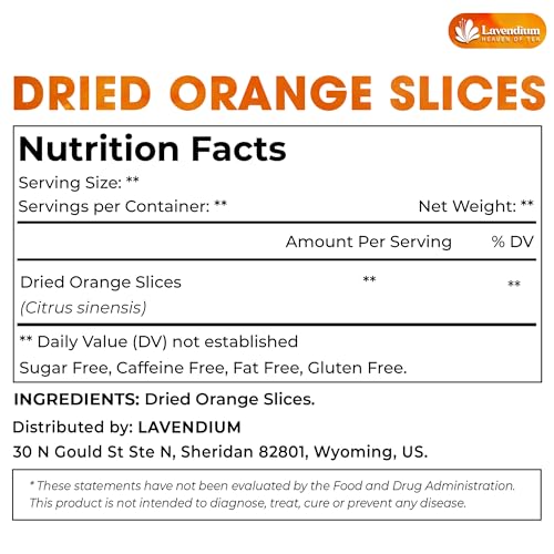 Image of Lavendium, Premium 6oz Dried Orange Slices, 100% Natural & Pure, No Additives or Preservatives, Non-GMO, Plant-Based & Vegan, Perfect for Tea, Cocktails, Baking, Holiday Decorations & Crafts