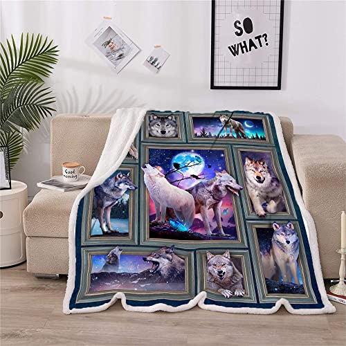 Cyrekud Wolf Blanket,Wolf Gifts For Men Throw Blanket, Wolf Gifts For Women Girls,Wolf Gifts For Wolf Lovers,Soft Warm Cozy Wolf Blanket For Office Home Bedroom Sofa Couch Decor 50"X 60" #TOP2