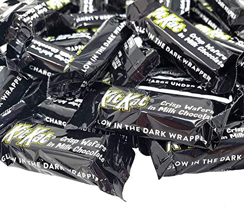 CrazyOutlet KIT KAT Crisp Wafers Milk Chocolate Miniature Bars, Glow in The Dark Black Wrapper Candy Bulk Pack, 2 Lbs