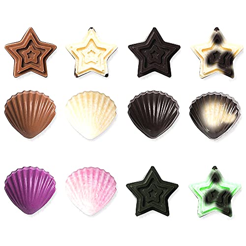 Silicone Chocolate Candy Molds, Aifuda 4 Packs Non-Stick Baking Molds Ice Cube Trays For Making Cake Muffin Cupcake Gumdrop Jelly - Heart, Star & Shell #TOP5