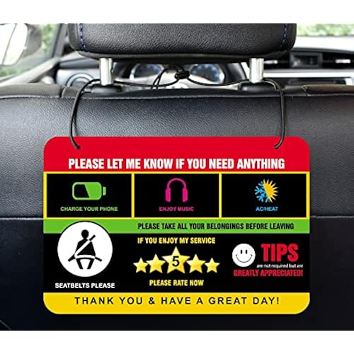 SAHEL Rideshare Rating Tips Accessories Driver Signs Display Card (Pack of 2) – All You Need for Your Business