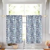 OREMILA Tier Curtains for Kitchen Windows Nautical Cafe Curtains, 1 Pair 27" x 36" Seahorse Starfish