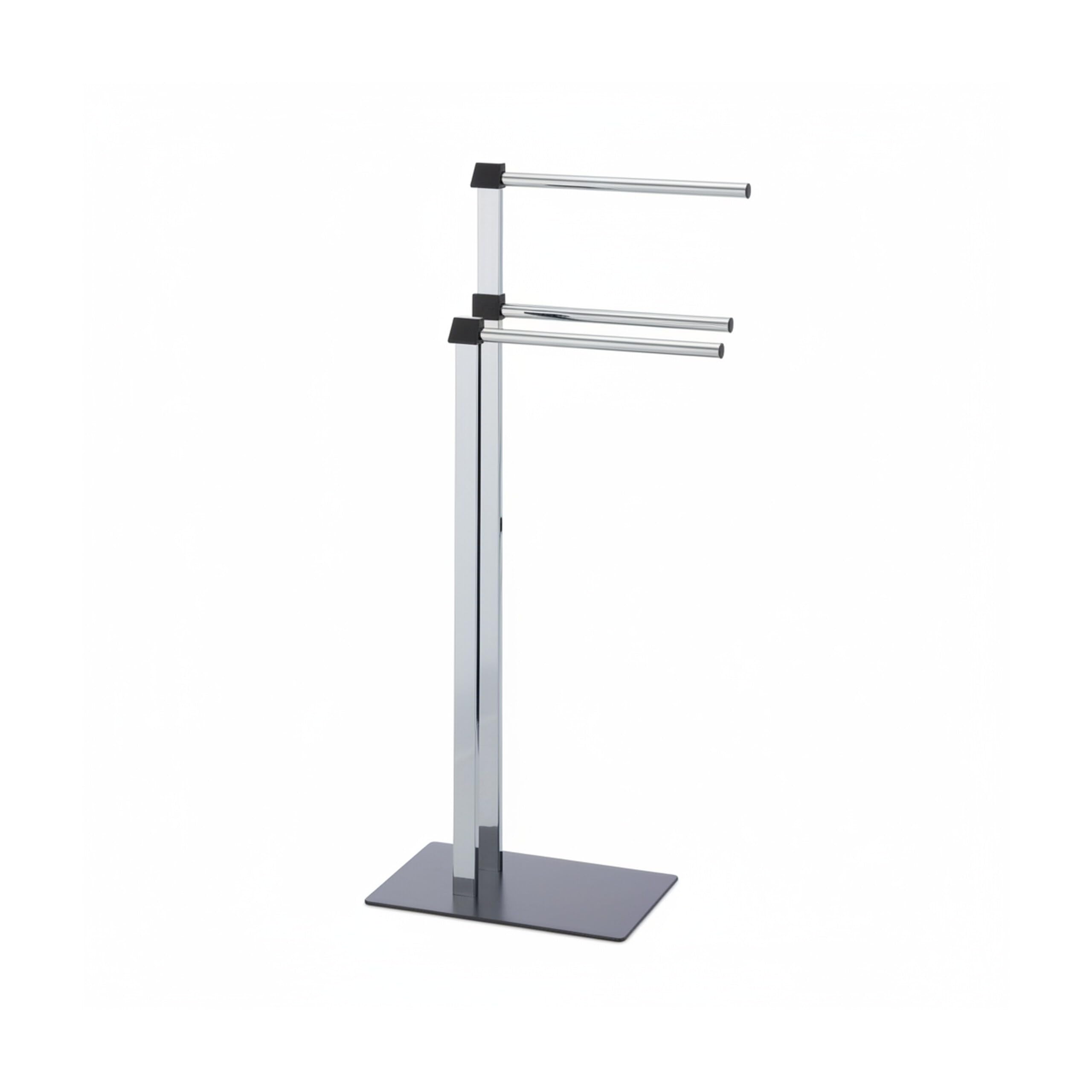 Relaxdays Anthracite Porte Pied, Support pour Serviettes de Bain 2 Barres, 82 x 46 x 20 cm, Chrome, Acier