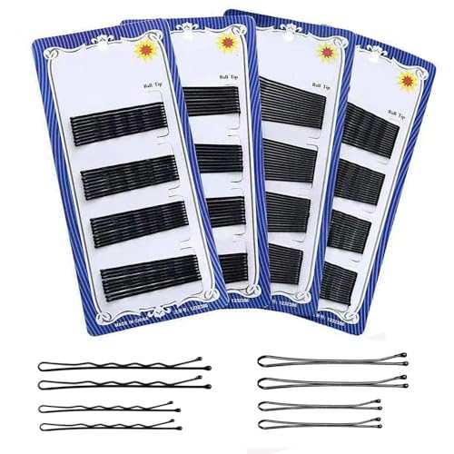 Black Bobby Pins Set, 4 Cards 192 Pcs, Small Mini Hair Styling, Secure Hold for Women and Girls, Perfect for Updos, Buns, and Flyaways