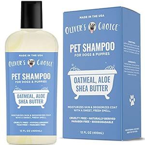 Dog Shampoo with Oatmeal and Aloe. Shea Butter for Smelly Dogs, Puppy Shampoo by Oliver's Choice 14 oz Dog Shampoo with Oatmeal and Aloe Shea Butter for Smelly Dogs Puppy Shampoo by Olivers Choice 14 oz