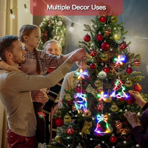 suddus Christmas Window Lights Decorations, 3Pcs Tree-Jingle Bell-Deer Shaped Xmas Lights Battery Powered with Suction Cups & Timer, Hanging String Lights Indoor for Tree, Fireplace, Multicolor by suddus - Image 6
