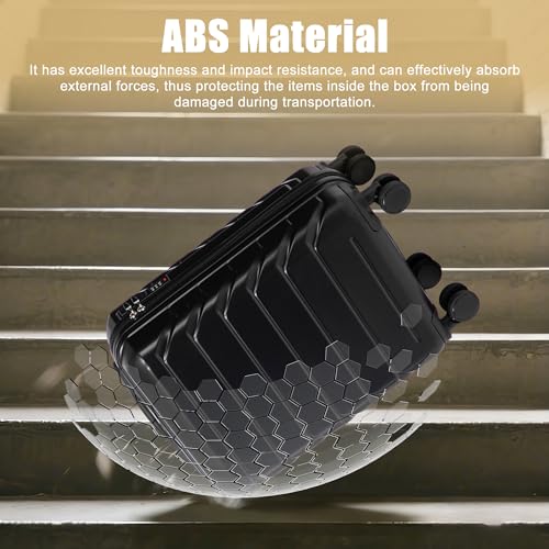 Image of 20 Inch ABS Hard Shell Travel Checked Luggage With Combination Lock, Black