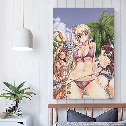 Anime Fairy Tail Bikini Erza Scarlet Lucy Heartfilia Natsu Dragneel Poster Decorative Painting Canvas Wall Posters And Art Picture Print Modern Family Bedroom Decor Posters 12X18Inch(30X45Cm) #TOP4