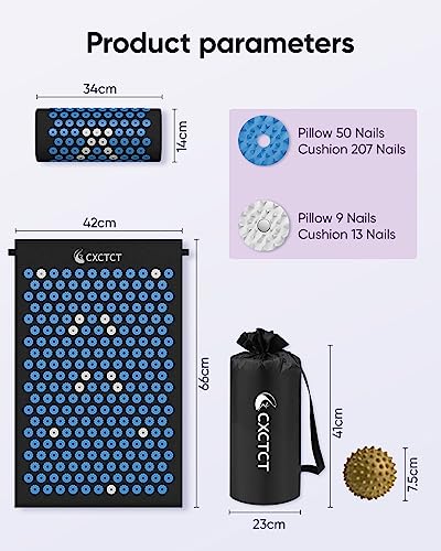 Massage Acupuncture Mat And Pillow Set,Back Acupressure Mat For Sciatica Pain Relief (Blue) #TOP1
