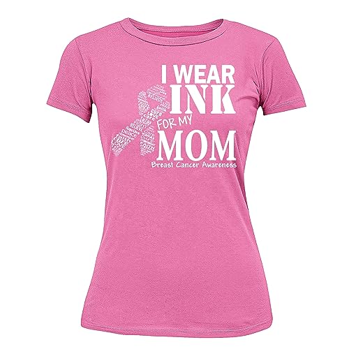 P&B I Wear for My Mom Breast Cancer Awareness Women's T-Shirt, L, Azalea Pink