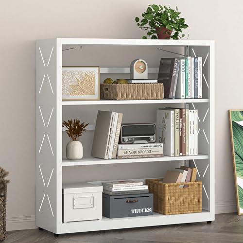 UNICOLY 3 Tier Bookshelf, 34" Small Bookcase, Metal Bookcase with