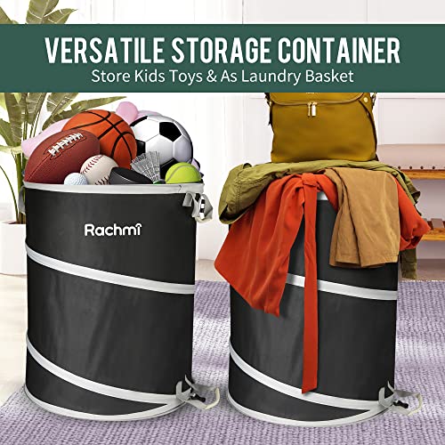 Rachmi Collapsible Pop Up Trash Can 40 Gallon 2-Pack | Reusable Outdoor Garden Leaf Basket Yard Lawn Waste Bag Recycle Bin For Party Camping | Durable Large Toys Balls Garage Storage Container, Black #TOP2