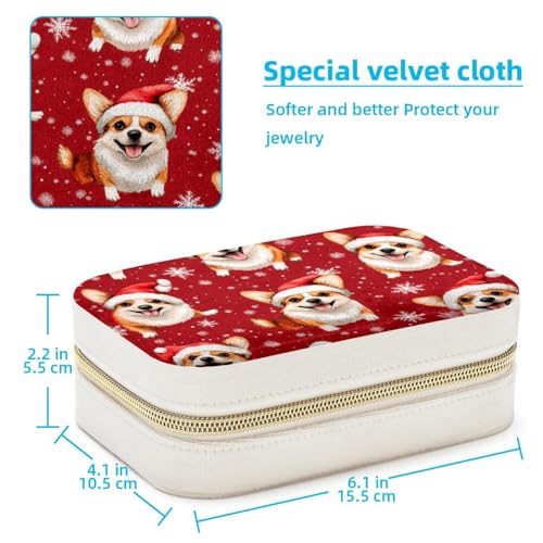 Boîte à bijoux de Noël corgi portable pour rangement de colliers - 4