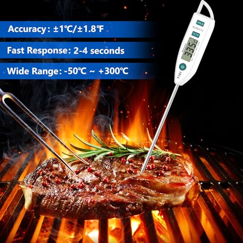 BOMATA Waterproof IPX7 Thermometer for Water, Liquid, Candle and Cooking. Instant Read Food Thermometer with Long Probe for Cooking, BBQ! T101 White… - Image 4