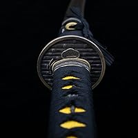 Vista 16 de Samurai Katana,1060 acero de alto carbono,Acero T10,Acero de Damasco,Aleación Tsuba,Mango de madera maciza