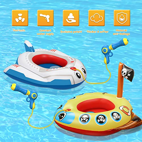 2 Pack Pool Float Kids with Water Gun, Inflatable Ride-on Airplane Pool Floats for Boys and Girls for Aged 3-12 Years - Thumbnail 4