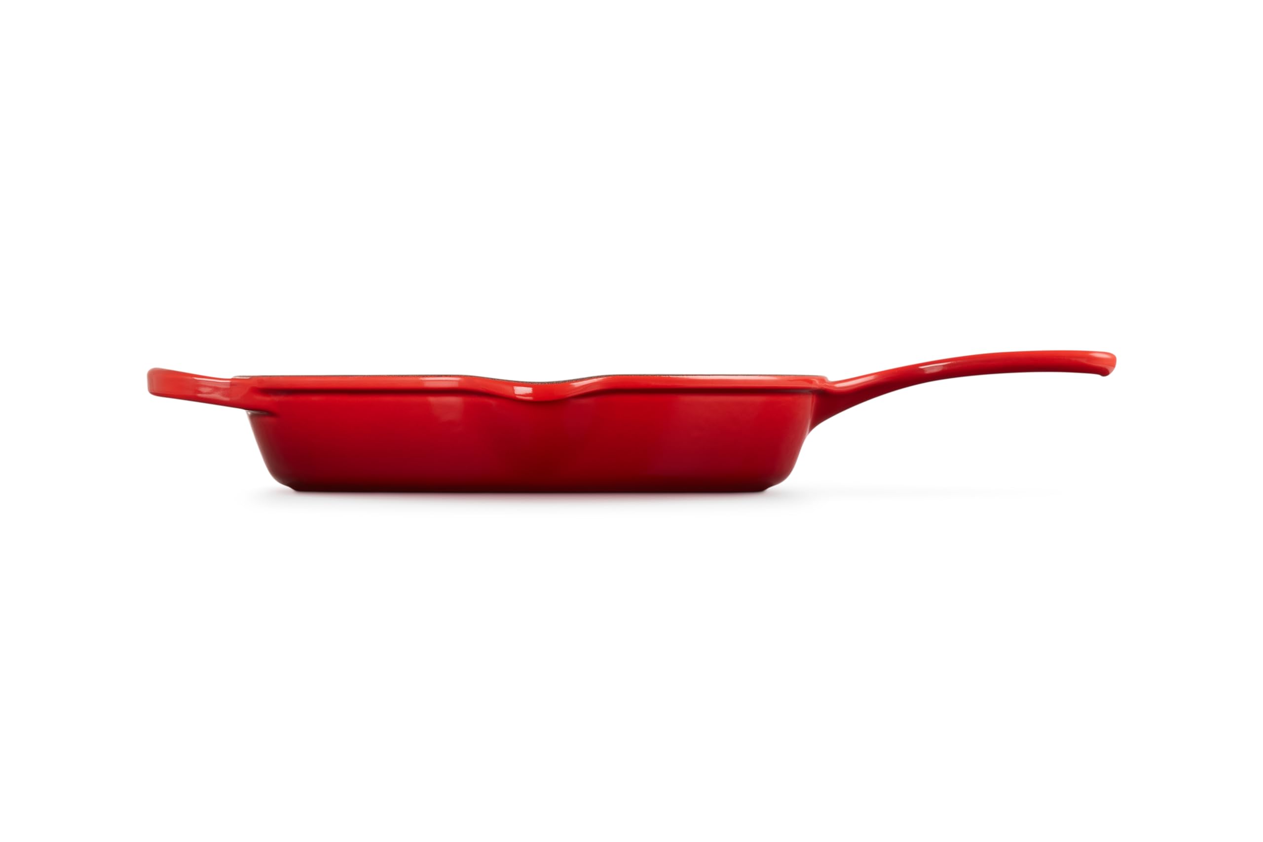 Le Creuset Skillet profond en fonte émaillée Signature avec poignée d'assistance et deux becs verseurs, 26 cm, 2 litres, Cerise, 20187260600422