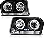 [For 2009-2010 Chrysler 300 Halogen Model] LED Halo Ring Black Projector Headlight Headlamp Assembly, Driver & Passenger Side
