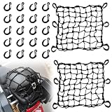 2 Pack Motorcycle Cargo Net, Heavy Duty Bungee Net for Helmet, Small Elastic Mesh, Luggage Cargo Nets with Adjustable Hooks, Elastic Cargo Mesh for Motorbike, ATV