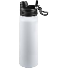 22oz Insulated Water Bottle - 2-in-1 Leak-Proof Lid Sip/Straw + Handle, Stainless Steel Bottle for Sports, Commuting, Office Work, Outdoor Activities, White, 1 Pack