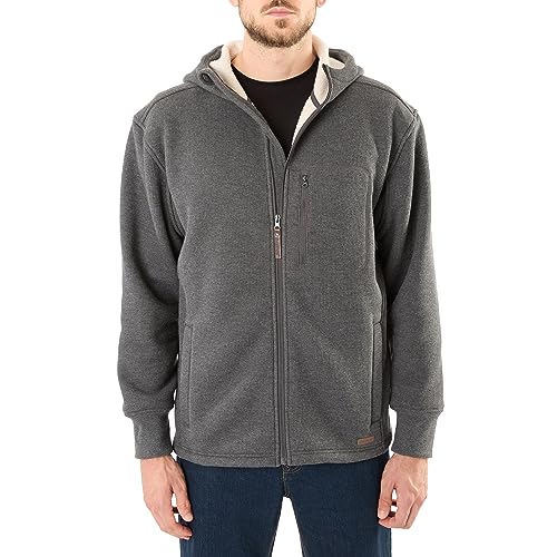 Smith's Workwear Big Men's Sherpa-Lined Heathered Thermal Hooded Full-Zip Shirt Jacket