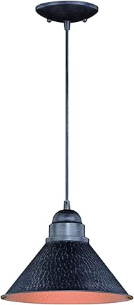 Outland 10In. Outdoor Pendant Light Outer Aged Iron with Inner Light Gold