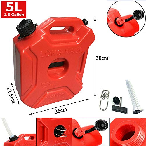 Red Gas Can Sofedy 1.3Gallon/5L Portable Gas Tank Mountable Motorcycle Gas Can Plastic Petrol Car Spare Container Petrol Tanks For Atv Utv Suv Trailer And Dirt Bike #TOP2