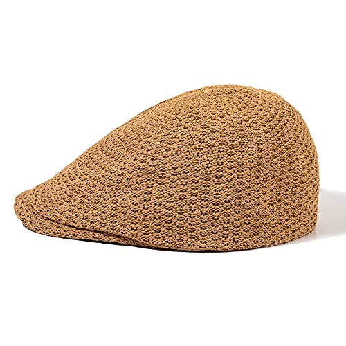 Croogo Mesh Flat Cap Breathable Summer Newsboy Hat Ivy Cap Beret Visor Hat Flat Driving Summer Golf Hat,Urban Red-Bl61 #TOP3