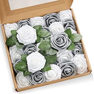 JaosWish 25PCS Real Touch Fake Roses Artificial Flowers Foam Roses DIY for Wedding Bouquets Home Decorations