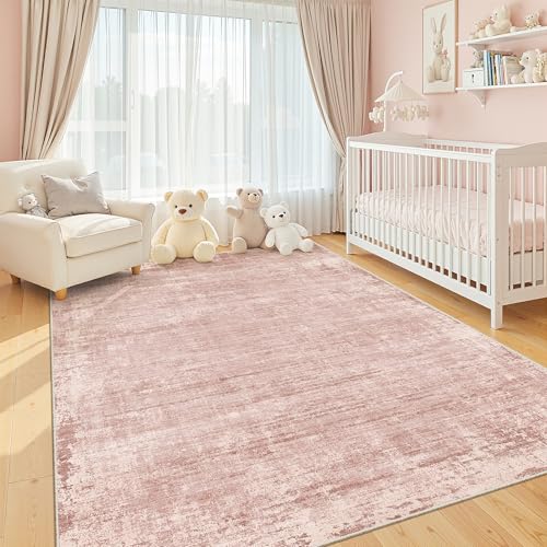 zesthome 5x7 Area Rugs, Modern Abstract Washable Rug for Living Room Pink