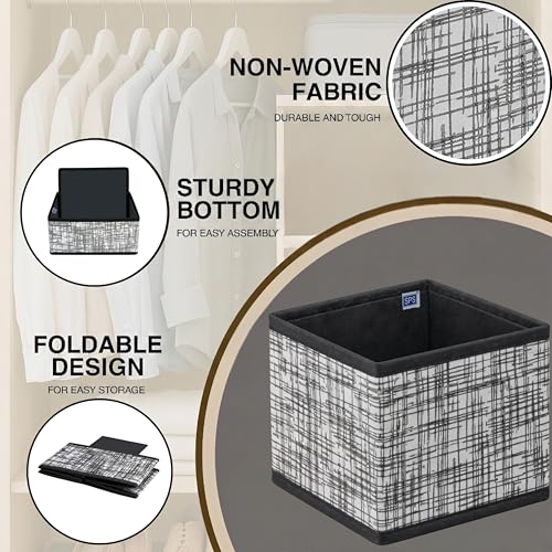 Image of Skrill 6-Piece Foldable Cloth Storage Box Set | Cube Baskets, Bins & Dividers for Closet & Dresser Drawer Organization | Storage for Shirts, Pants, Underwear, Bras, Socks & More (Blackchecks)
