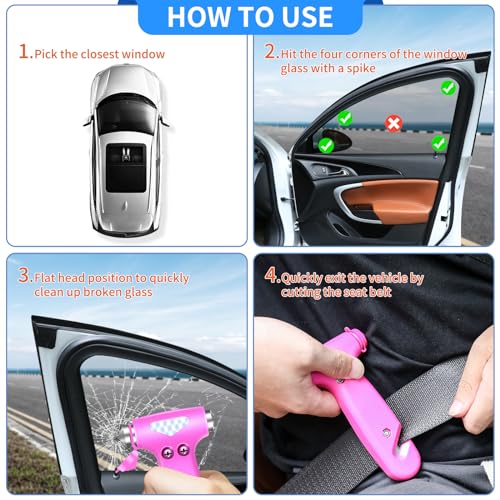 Cofsodi PINK + BLACK SET 3-In-1 Window Breaker Seat Belt Cutter,2 Pcs Set Car Safety Hammer Glass Breaker thumb #5