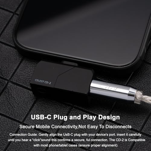 QOA Celest Mini ポータブル IEM DAC インイヤーモニターアンプ USB C - 3.5/4.4mm出力ヘッドホンアンプ 高解像度32bit/384kHz、HiFiイヤホンアンプ 電話/PC用 (ブラック)