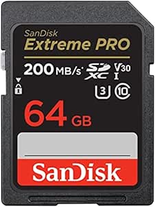 SanDisk 64 Go Extreme PRO carte SDXC + RescuePRO Deluxe, jusqu'à 200 Mo/s, UHS-I, Classe 10, U3, V30