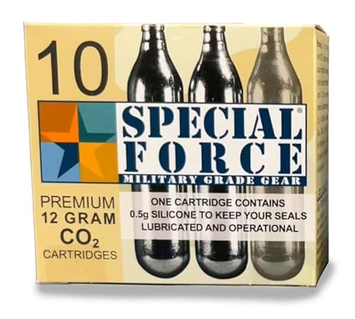 12 Gram Threaded CO2 Cartridges 25 Pack with 1 Oiler Cylinder Lubricant Cartridge Military Grade Special Force Gear Compact Sealed for Boost Launcher