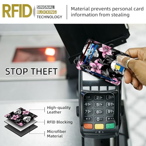 RFID Blocking Slim Wallet for Women & Girls–PU Leather Card Holder with ID Window,Ultra-Thin Travel Wristlet Organizer Secure Credit Card Wallet2