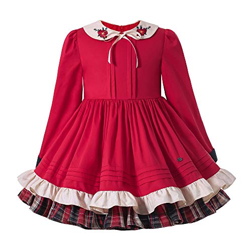 Pettigirl Girls Red Long Sleeve Clothing Toddler Vintage Ruffle Layer Party Birthday Fancy Dresses