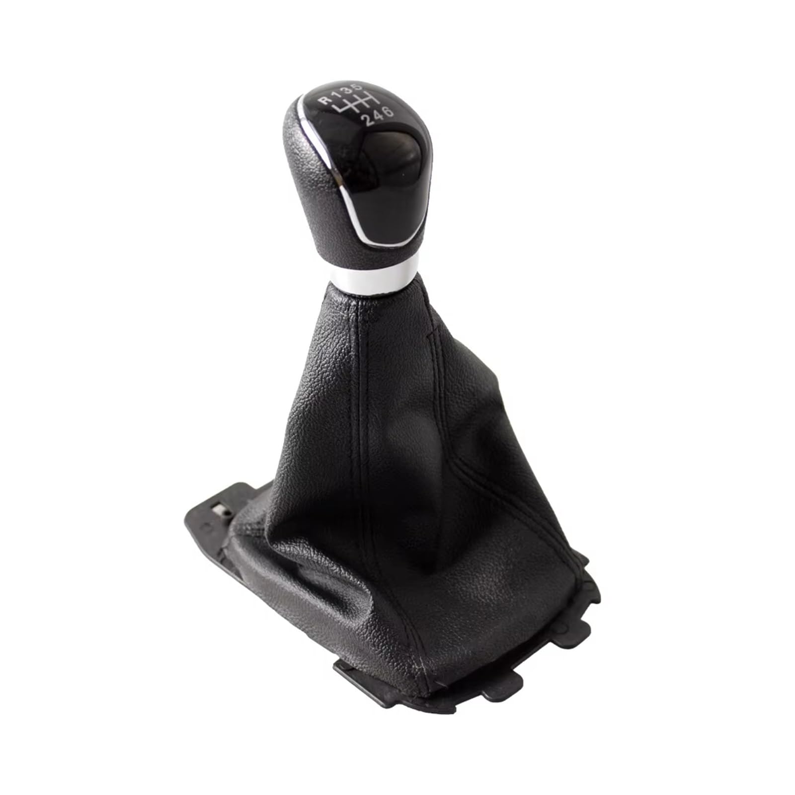 GHQFROP Transmission Gear Shift Knob for for Ecosport 2013-2018 Manual Gear Shift Knob with Black PU Leather Gaiter Boot Cover Car Gear Stick Knob(6 Speed Black)