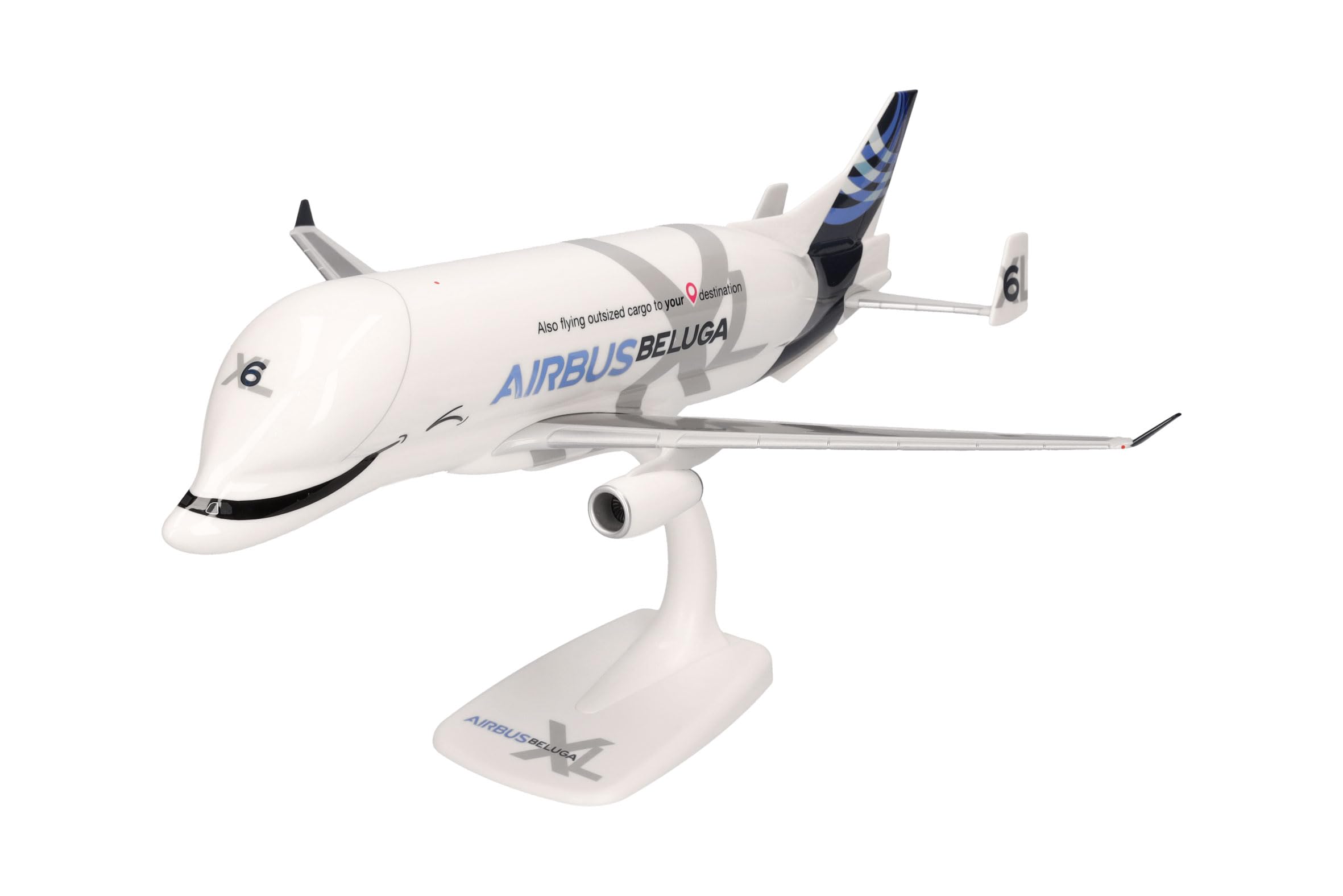 Herpa Snap-Fit Modellflugzeug Airbus Industries BelugaXL - XL#6 - F-GXLO XL#6" Miniatur im Maßstab 1:200, Sammlerstück, Modell mit Standfuß, Kunststoff