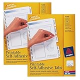 Avery Printable Repositionable Plastic Tabs, 1.25 Inches, White, 96 per Pack (16280) (2 Pack, 192 Labels Total)