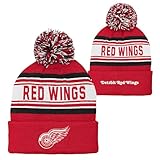 NHL Kids Youth Official Primary Logo Sport Knit Cold Weather Cuffed Pom Beanie Hat (US, Alpha, One Size, Detroit Red Wings)