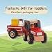WoodenEdu Wooden Tractor Toys for Toddlers 1-3, Baby Vehicle Toys Hand Push Car Toys for 1 2 3 Year Old Boys Girls (Red)