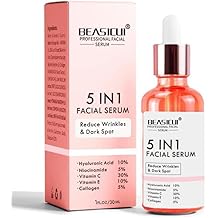 面部维生素 C 精华液 &ndash; 抗衰老面部精华液,含维生素 C、透明质酸、维生素 E &ndash; 亮度精华液,含黑斑、均匀肤色、眼部区域、细纹和皱纹,1 Fl 盎司