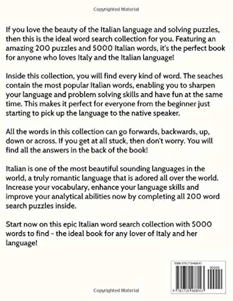 Italian Word Searches: 200 Italian Language Wordsearch Puzzles!: Adams, James: 9781710488043: Amazon.com: Books italian-word-searches-200-italian-language-wordsearch-puzzles-adams-james-9781710488043-amazon-com-books