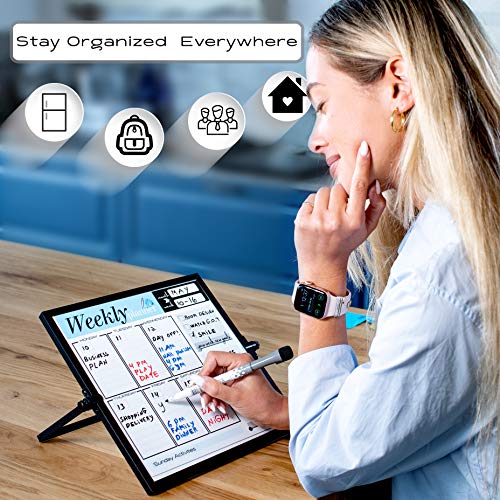 Small Desktop White Board With Weekly Planner 10X10 Inch, Magnetic To Do List Dry Erase Board Calendar With Stand, 3 Markers, 4 Magnets, Eraser - Portable Whiteboard For Homeschool And Office Desk #TOP1