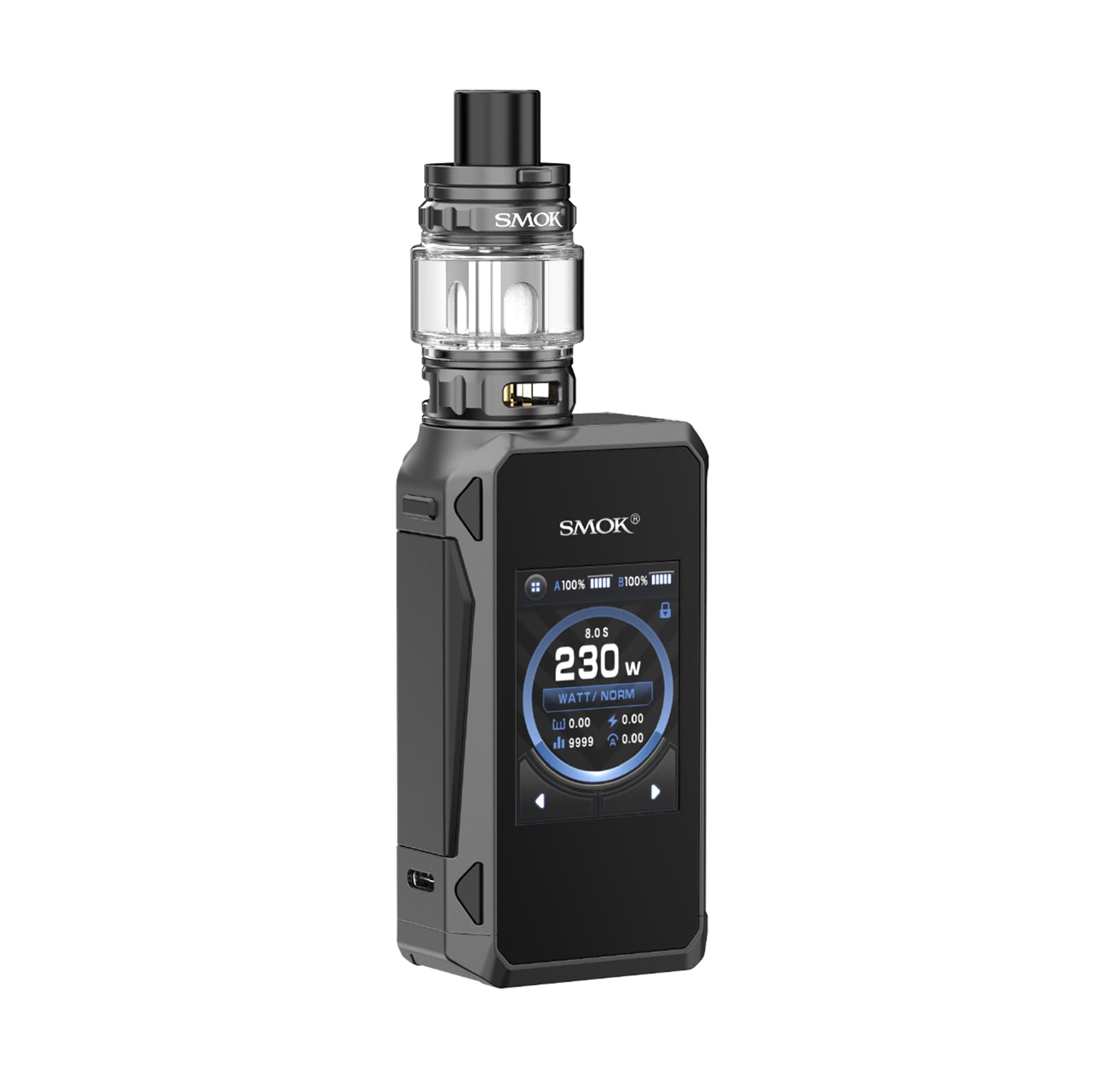 SMOK G-PRIV 4 Box Mod Vape Kit Akkuträger 5–230W TFV18 Mini 6,5 ml Grau | E-Zigarette mit 2,0-Zoll-Touchscreen IQ-M Chip breitem Feuertaster 6,5-ml-Verdampfer für DL Dual 18650 ohne Akkus Type-C 2,0A