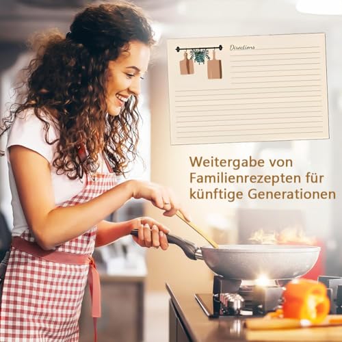 HSYTEK 50 Blätter Rezeptkarten Set, 15 * 10cm Rezeptordner zum Beidseitigen Beschreiben, Rezeptbuch zum Selberschreiben, Rezeptkarten zum Festhalten von Leckeren Rezepten und Kochtipps für Mutter