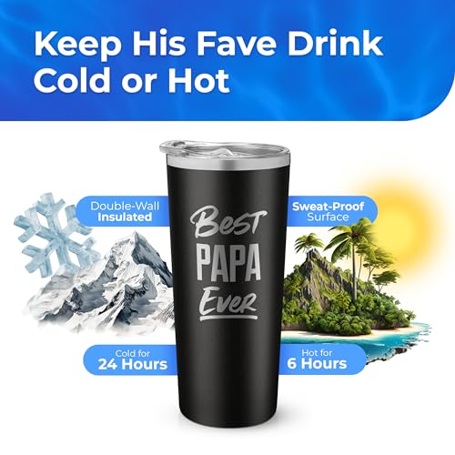 SassyCups Best Papa-GrandFather (Papa - Black, 30 oz)